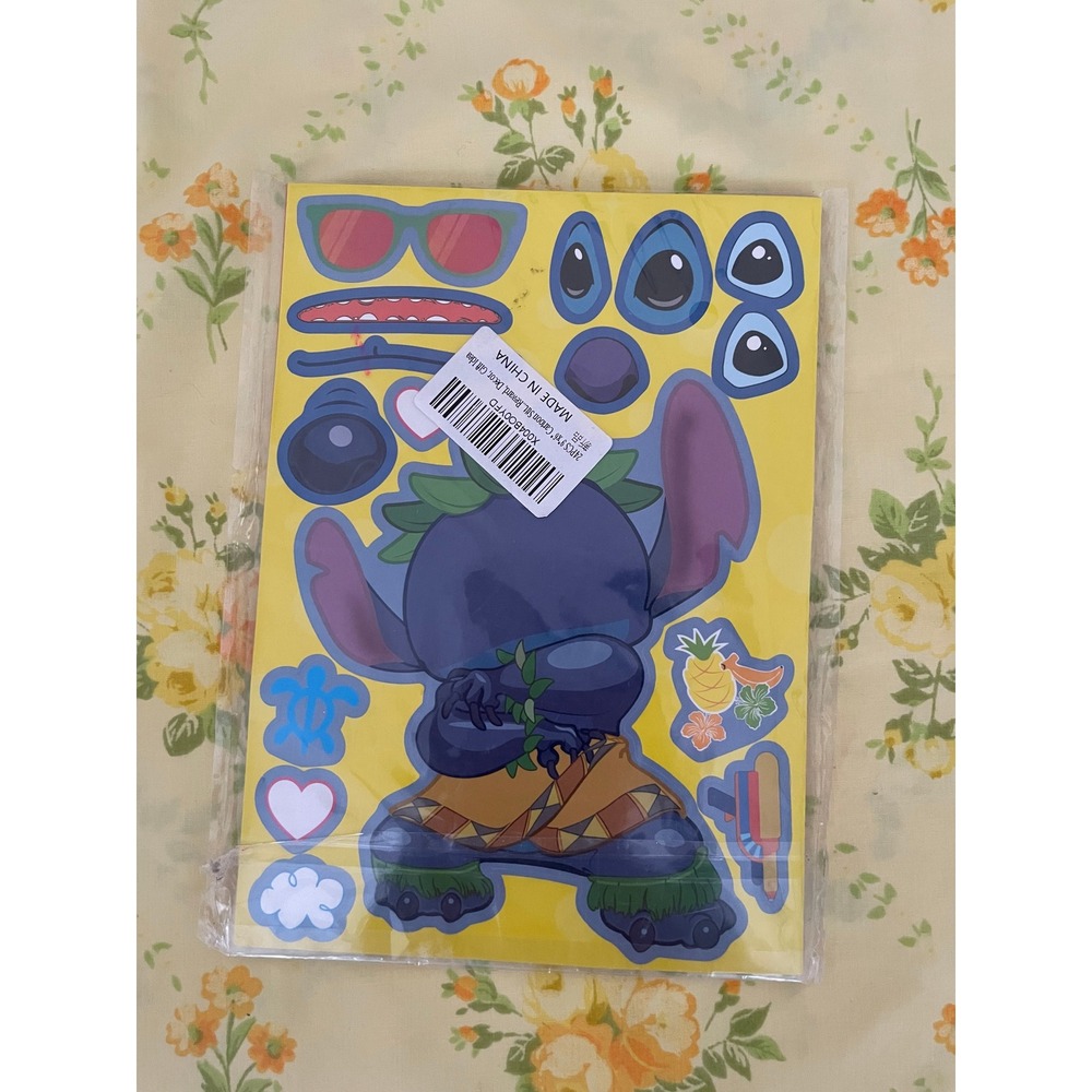 24 Pack Disney Lilo & Stitch Make A Face Sticker Sheets 6x8 Party Favors New